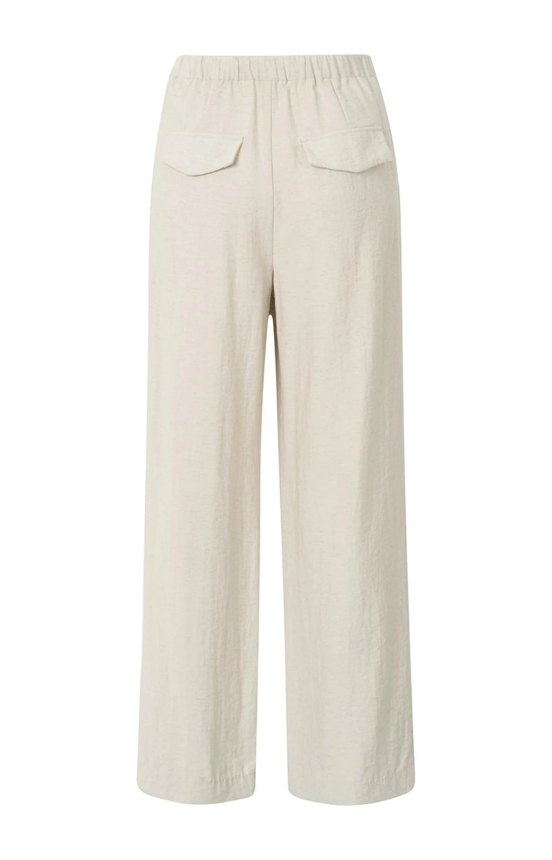YAYA - Structured Woven Trousers with Pleat details in Washed Brown