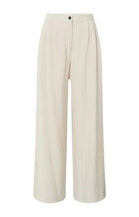 YAYA - Structured Woven Trousers with Pleat details in Washed Brown