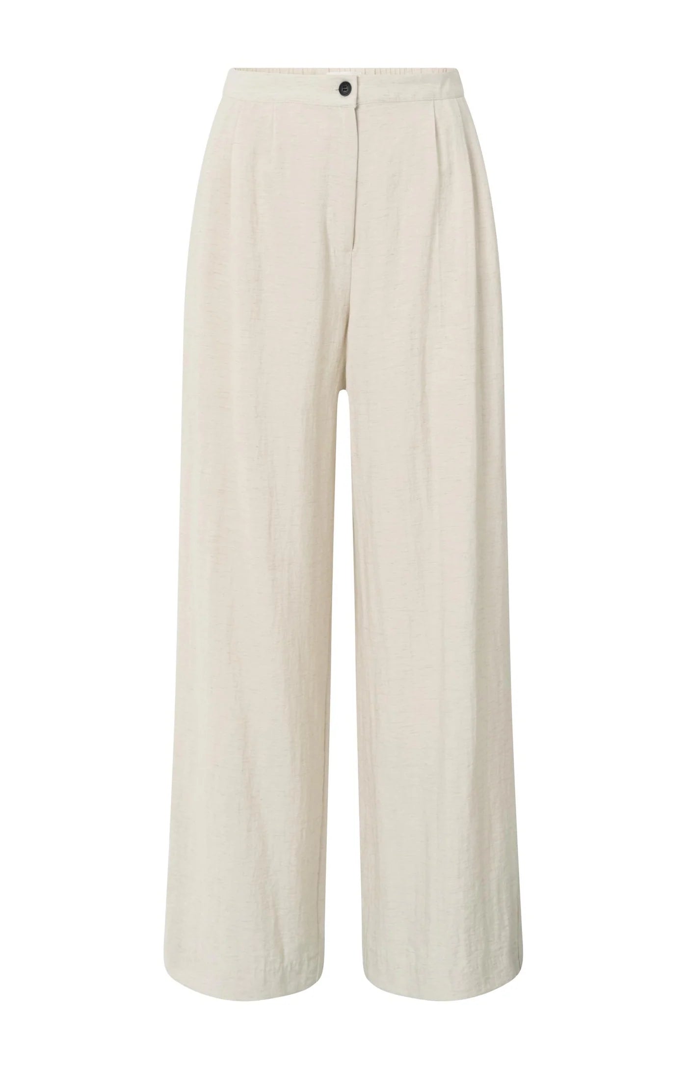 YAYA - Structured Woven Trousers with Pleat details in Washed Brown