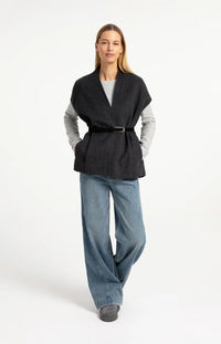 YAYA - Suede Croco Buckle Belt in Hole Black