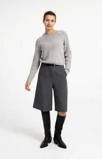 YAYA - Suede Croco Buckle Belt in Hole Black