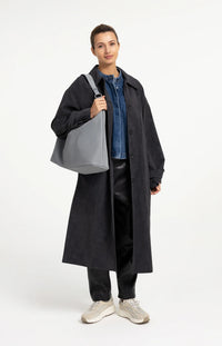 YAYA - Suede Shopper Bag with Tassel in Full Moon Grey