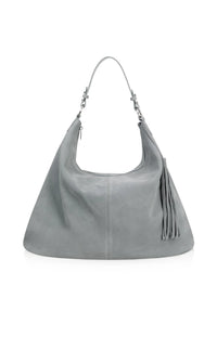YAYA - Suede Shopper Bag with Tassel in Full Moon Grey