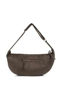 YAYA - Jane Suedine Crossbody Bag with Zip in Brown