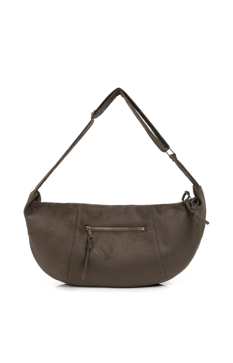 YAYA - Jane Suedine Crossbody Bag with Zip in Brown