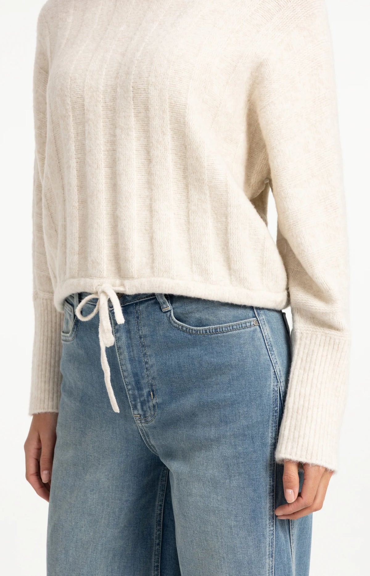 YAYA - Rib Batwing Sweater with Cord