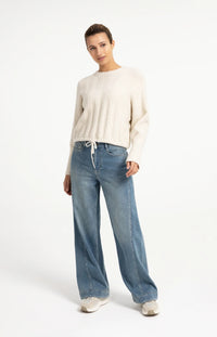 YAYA - Rib Batwing Sweater with Cord