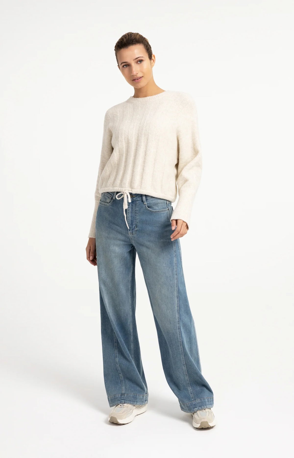 YAYA - Rib Batwing Sweater with Cord