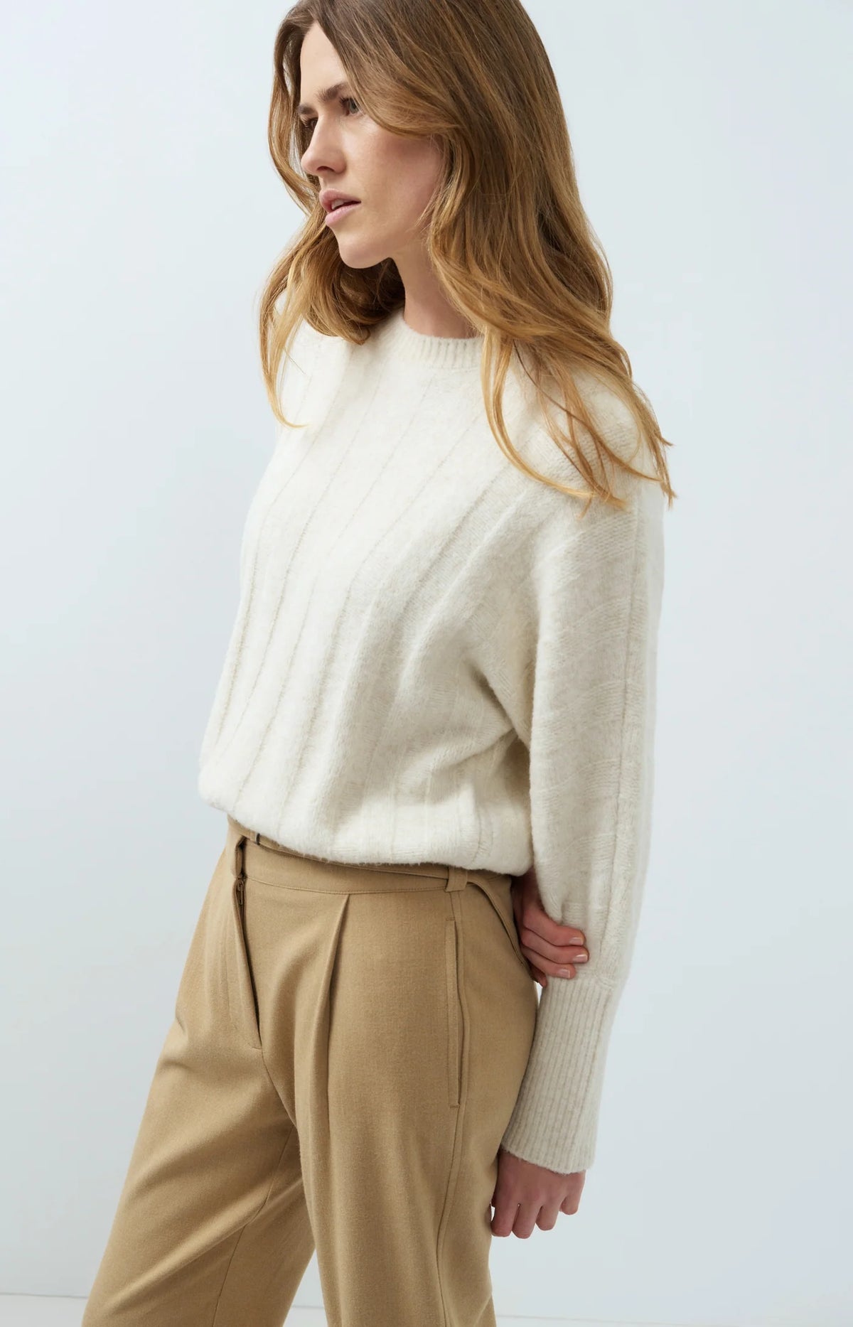 YAYA - Rib Batwing Sweater with Cord