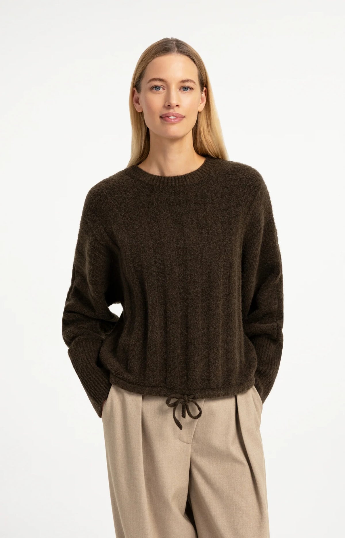 YAYA - Rib Batwing Sweater with Cord