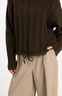 YAYA - Rib Batwing Sweater with Cord