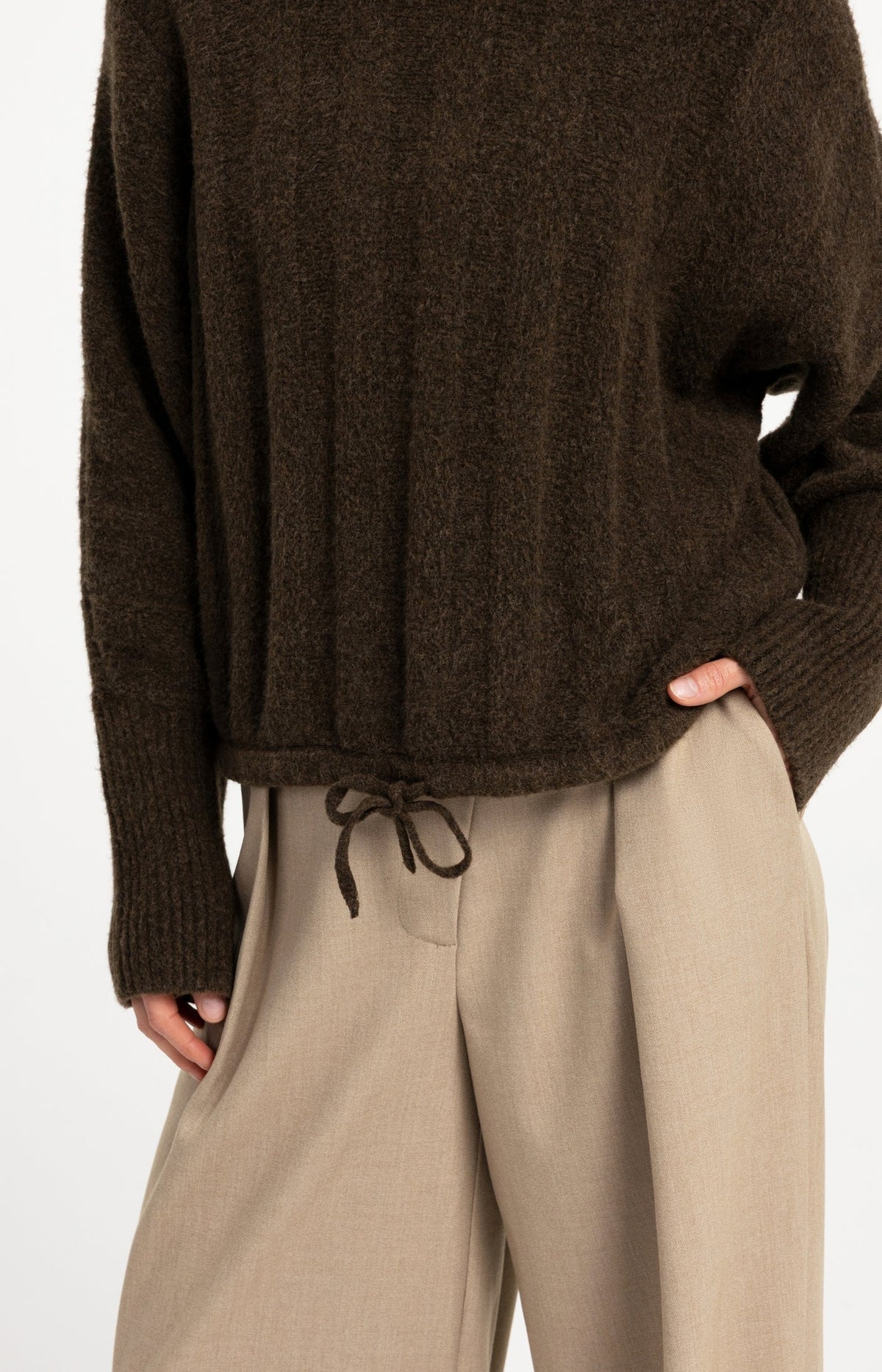YAYA - Rib Batwing Sweater with Cord