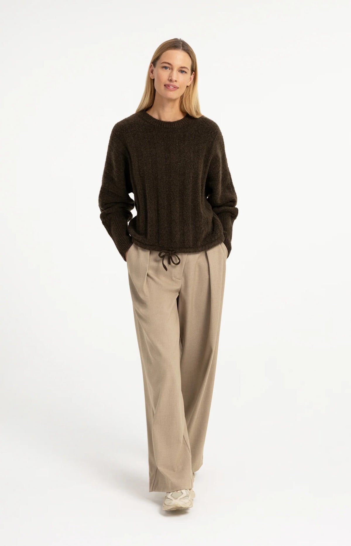 YAYA - Rib Batwing Sweater with Cord