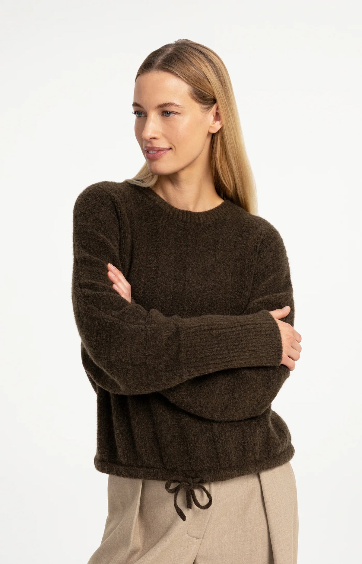 YAYA - Rib Batwing Sweater with Cord