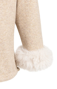 YAYA - Sweater with Detachable Fur Cuffs in Light Beige Melange
