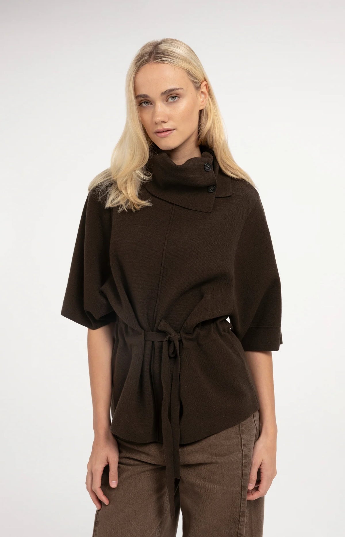 YAYA - Sweater with High Neckline in Delicioso Brown