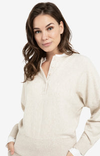 YAYA - Sweater with Inserted Blouse Collar in Heather Grey Melange