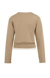 YAYA - Sweater with Layered Look in Khaki Green Dessin