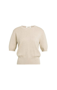 YAYA - Short Sleeve sweater with open back - Beige Melange