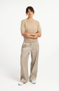 YAYA - Short Sleeve sweater with open back - Beige Melange