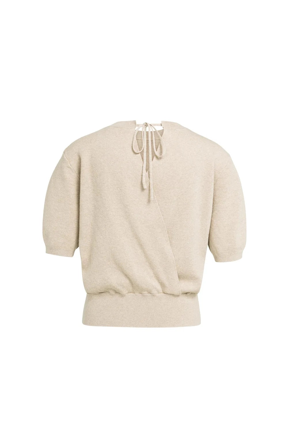 YAYA - Short Sleeve sweater with open back - Beige Melange