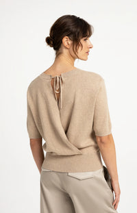 YAYA - Short Sleeve sweater with open back - Beige Melange