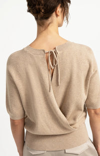 YAYA - Short Sleeve sweater with open back - Beige Melange