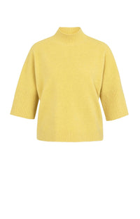 YAYA - Mock Neck Sweater with Ribbed Three-quarter Sleeves