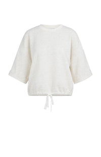 YAYA - Sweatshirt with Rolled Cuffs and Drawcord in Ivory White Melange