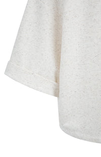 YAYA - Sweatshirt with Rolled Cuffs and Drawcord in Ivory White Melange