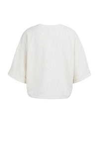 YAYA - Sweatshirt with Rolled Cuffs and Drawcord in Ivory White Melange