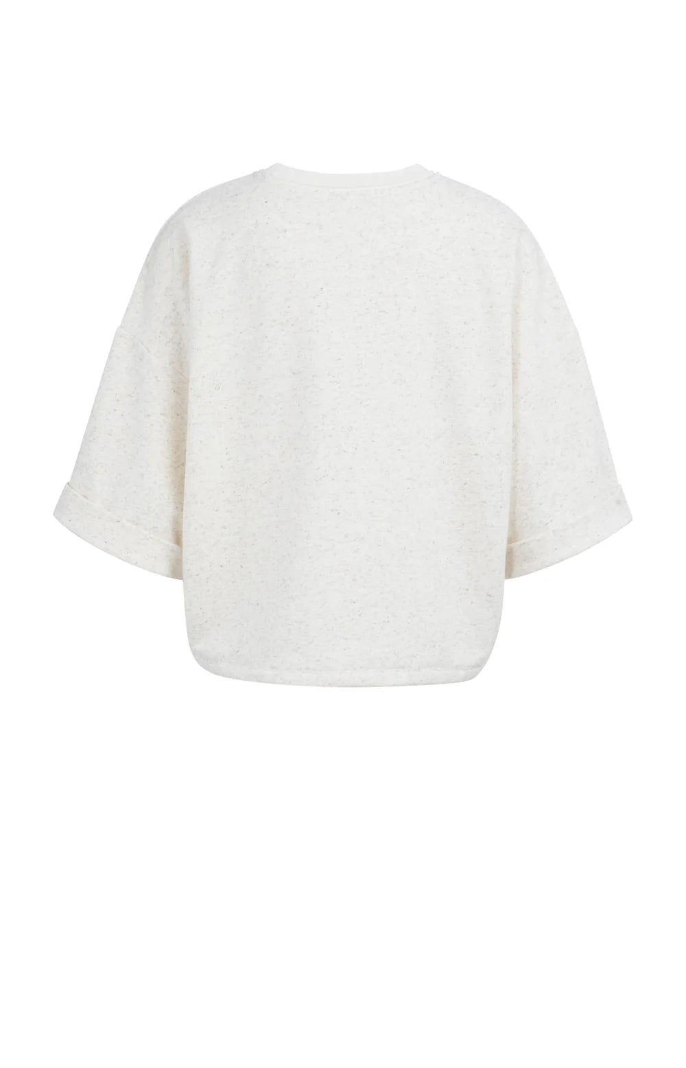 YAYA - Sweatshirt with Rolled Cuffs and Drawcord in Ivory White Melange