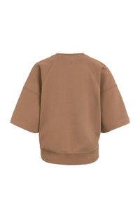 YAYA - Washed Short Sleeve Sweatshirt - Bison Brown