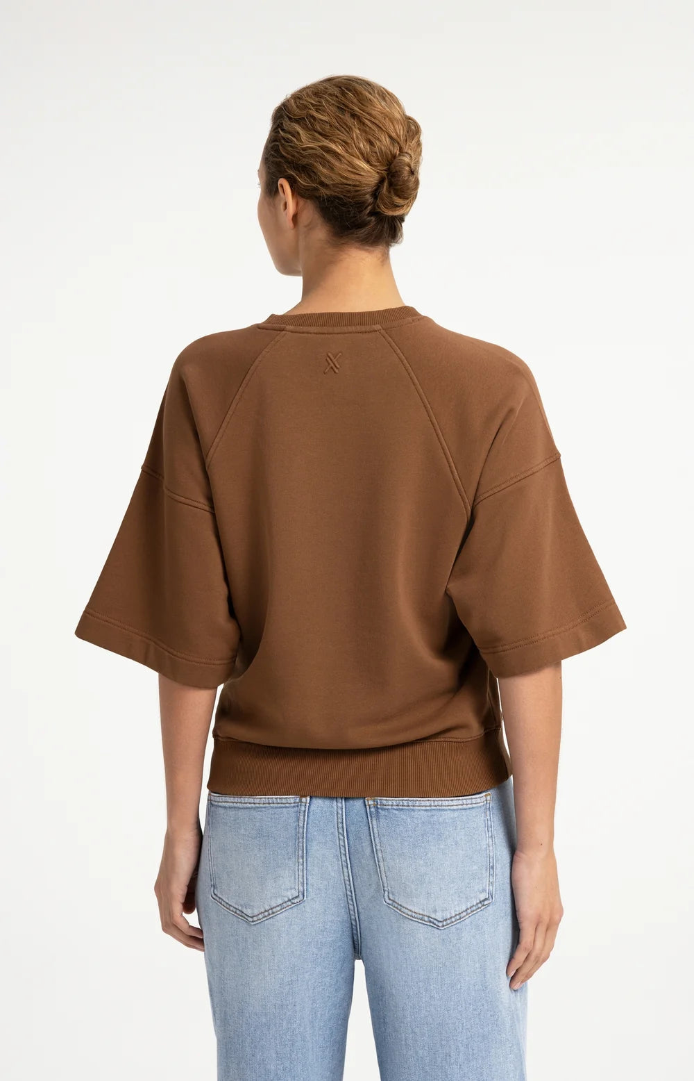 YAYA - Washed Short Sleeve Sweatshirt - Bison Brown