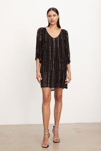 Velvet - Sydney - Sunburst Sequin Dress in Black