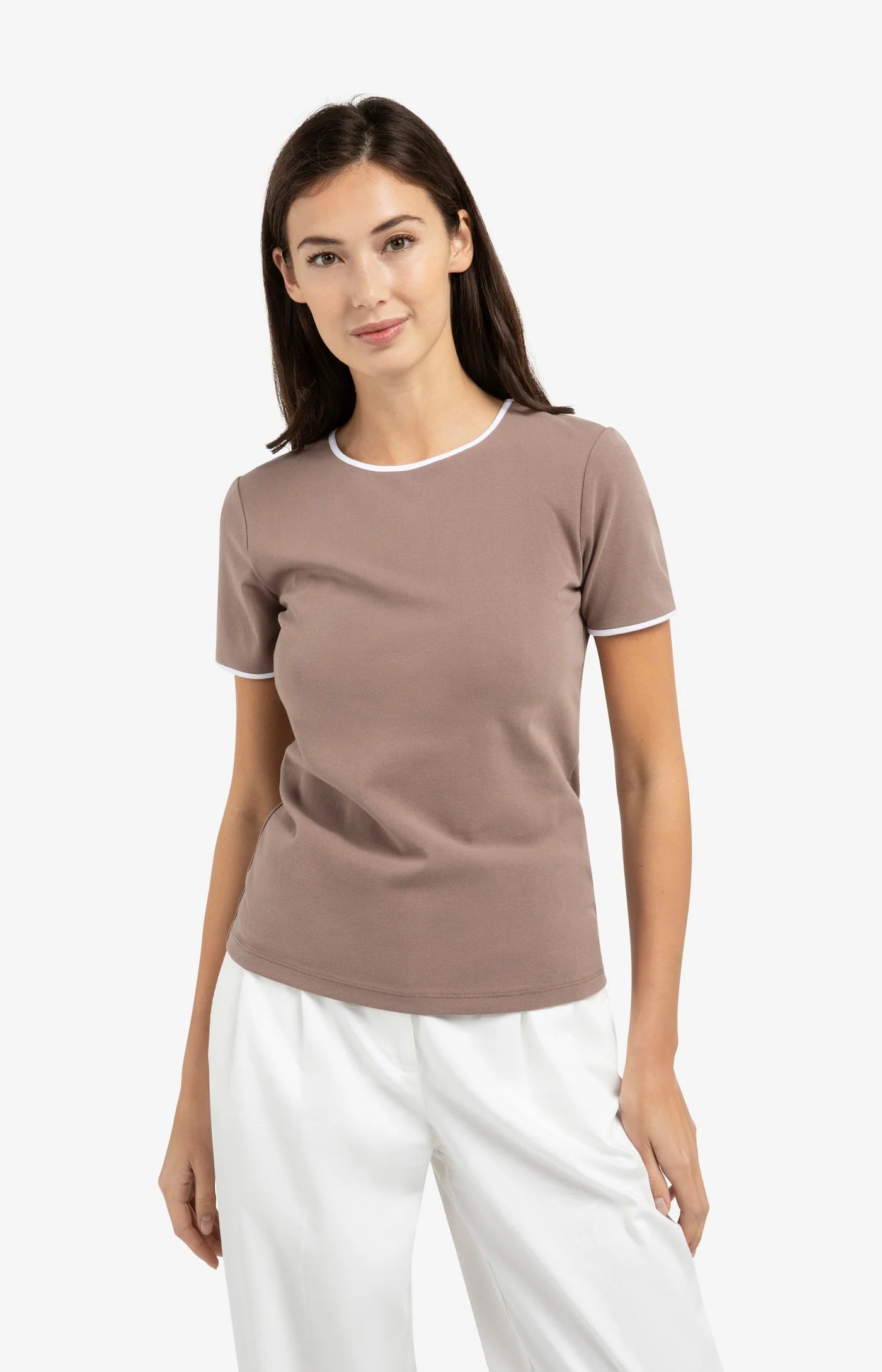 YAYA - T-Shirt with Contrast Binding
