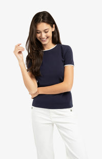 YAYA - T-Shirt with Contrast Binding