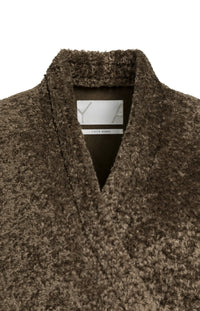YAYA - Faux Fur Kimono Wrap Jacket in Slate Black Brown