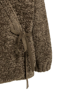 YAYA - Faux Fur Kimono Wrap Jacket in Slate Black Brown