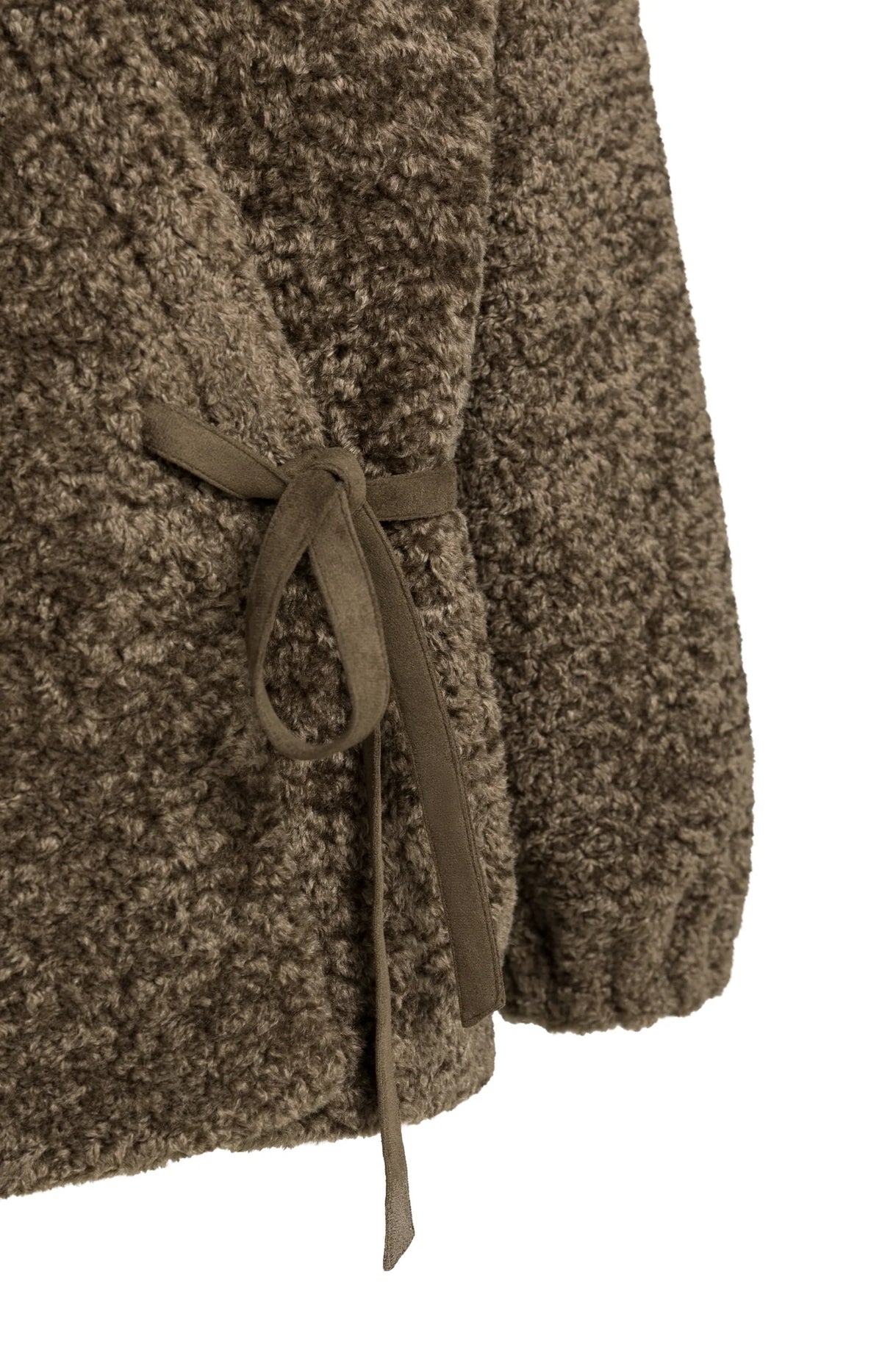 YAYA - Faux Fur Kimono Wrap Jacket in Slate Black Brown