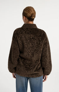 YAYA - Faux Fur Kimono Wrap Jacket in Slate Black Brown