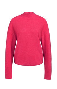 YAYA - Textured Knit Sweater with Buttons in Rose Red Melange