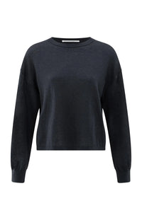 YAYA - Textured round neck sweater in Inkwell Blue