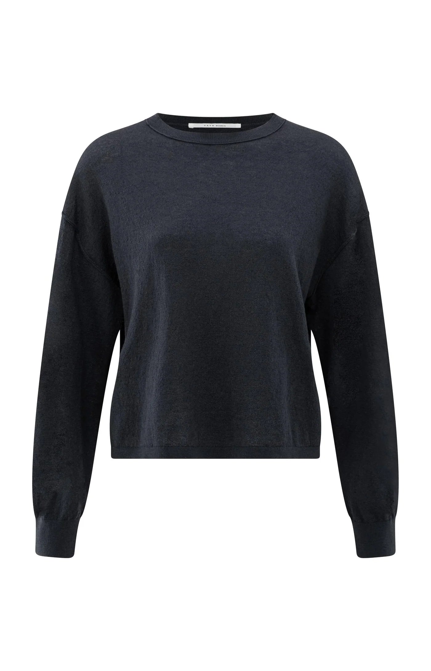 YAYA - Textured round neck sweater in Inkwell Blue