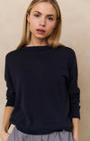 YAYA - Textured round neck sweater in Inkwell Blue