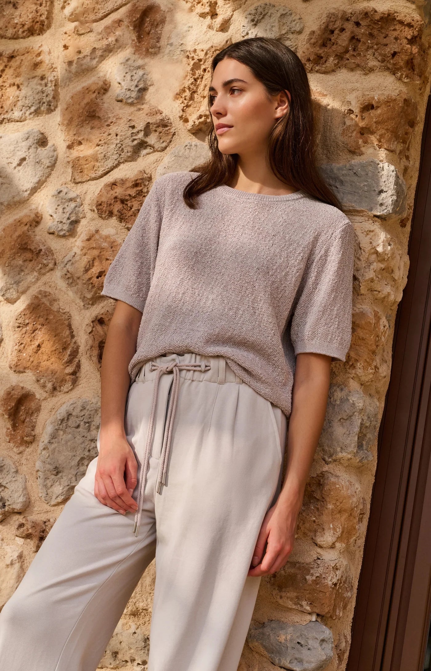 YAYA - Short Sleeve Textured Sweater