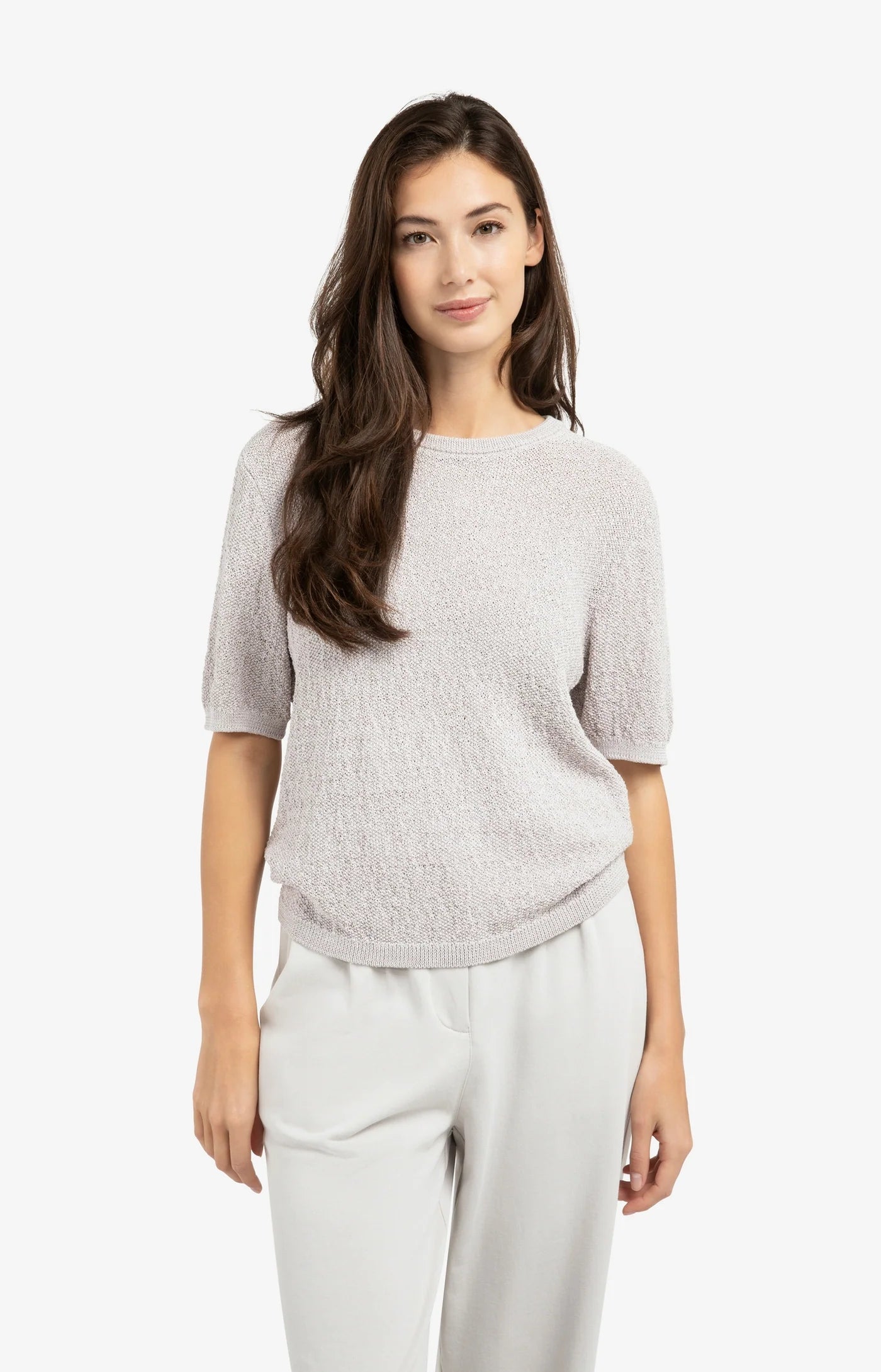 YAYA - Short Sleeve Textured Sweater