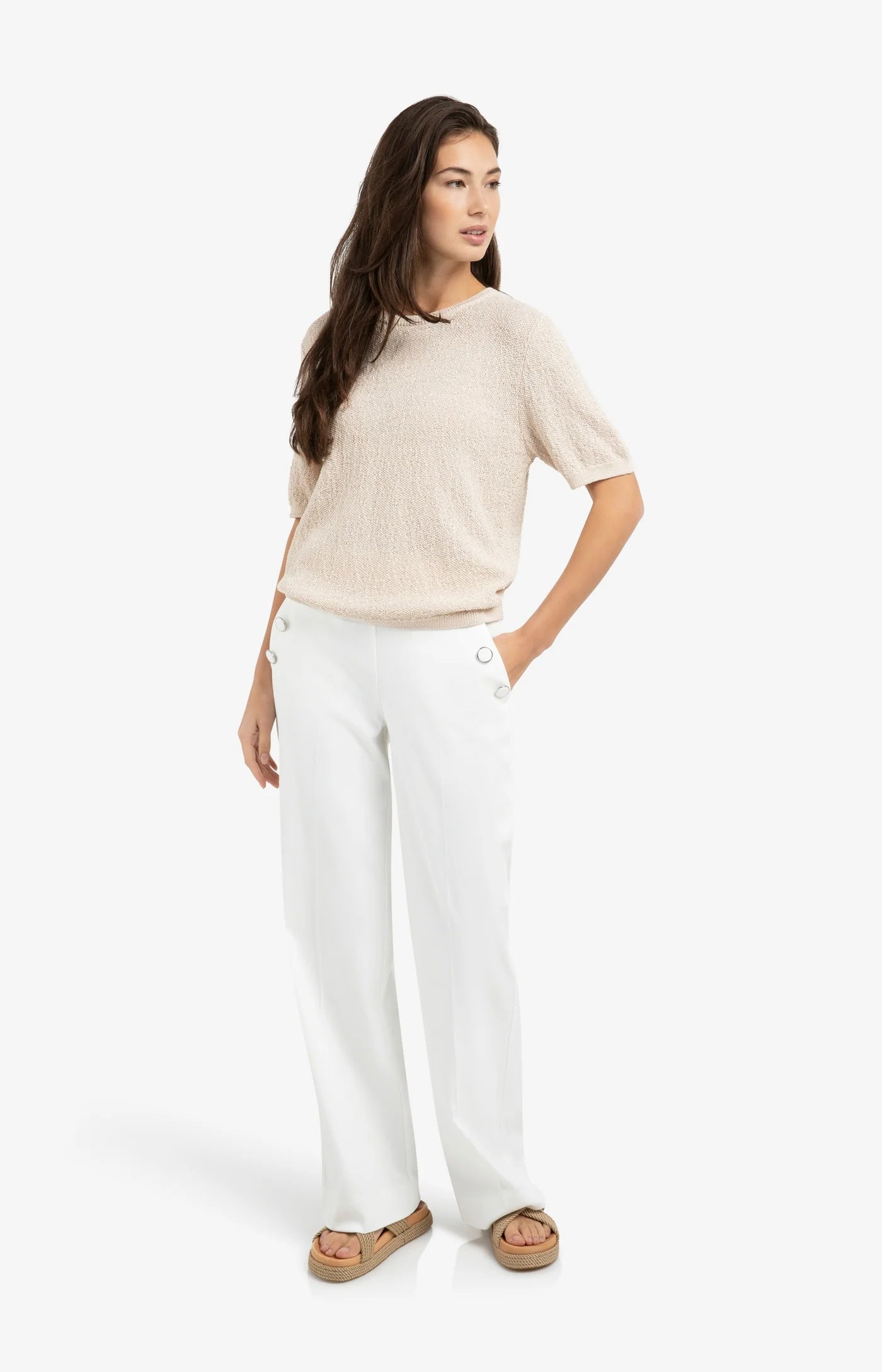 YAYA - Short Sleeve Textured Sweater