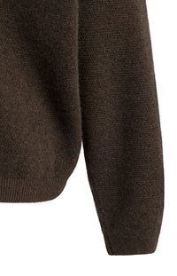 YAYA - Textured Sweater with Deep V-Neck at Back in Delicioso Brown