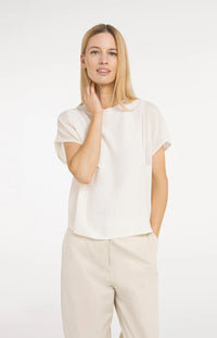 YAYA - Top with Sheer Short Sleeves in Creme Beige